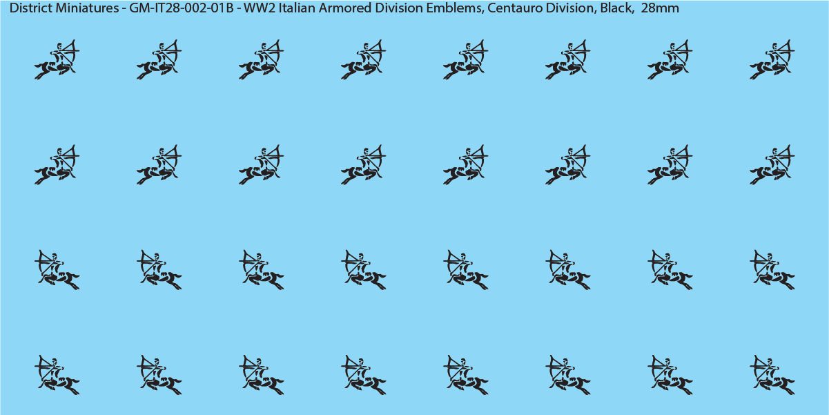 WW2 Italian Decals, Armored Division Emblems (Multiple Options), 28mm Decals