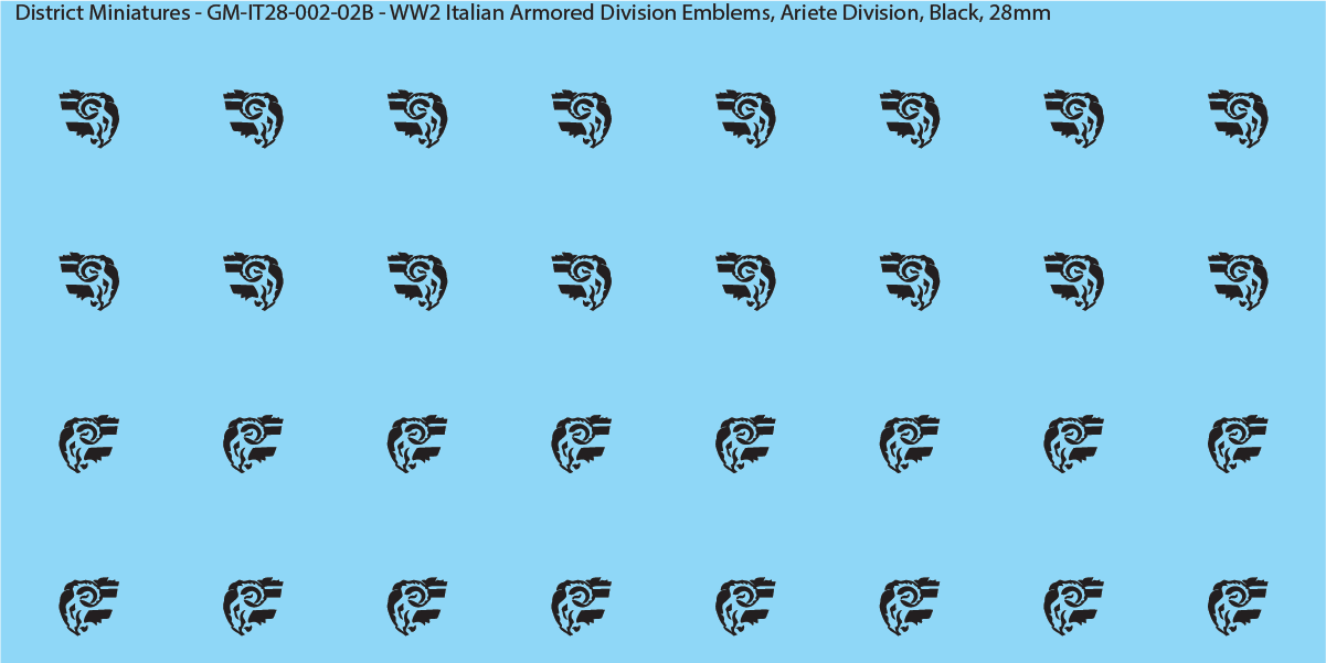 WW2 Italian Decals, Armored Division Emblems (Multiple Options), 28mm Decals