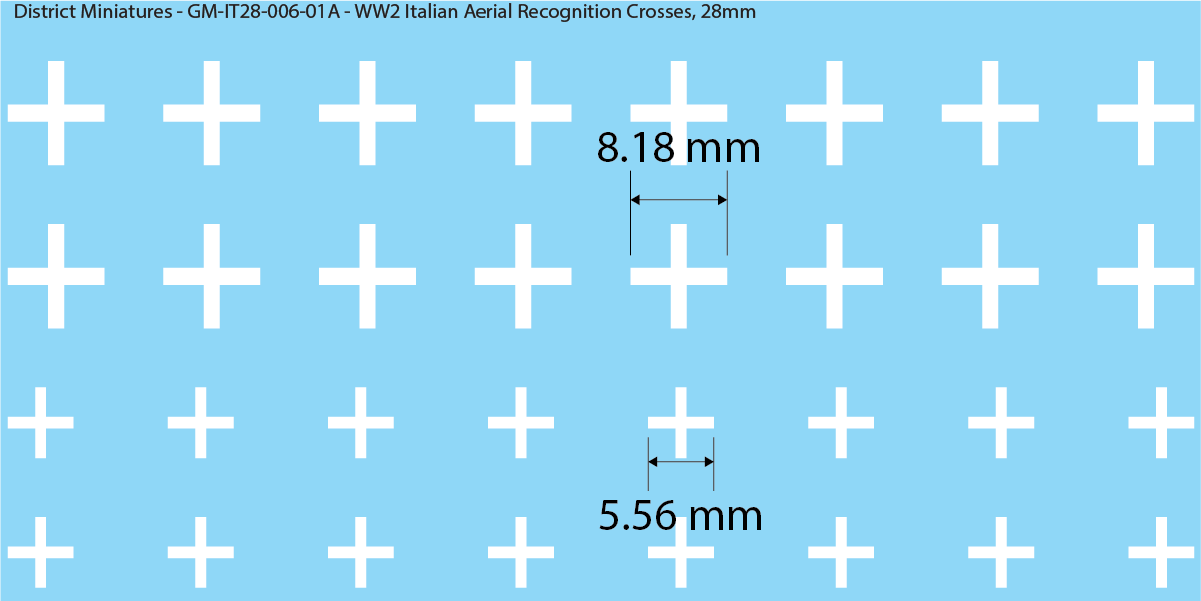 WW2 Italian Decals, Aerial Recognition Crosses, 28mm Decals