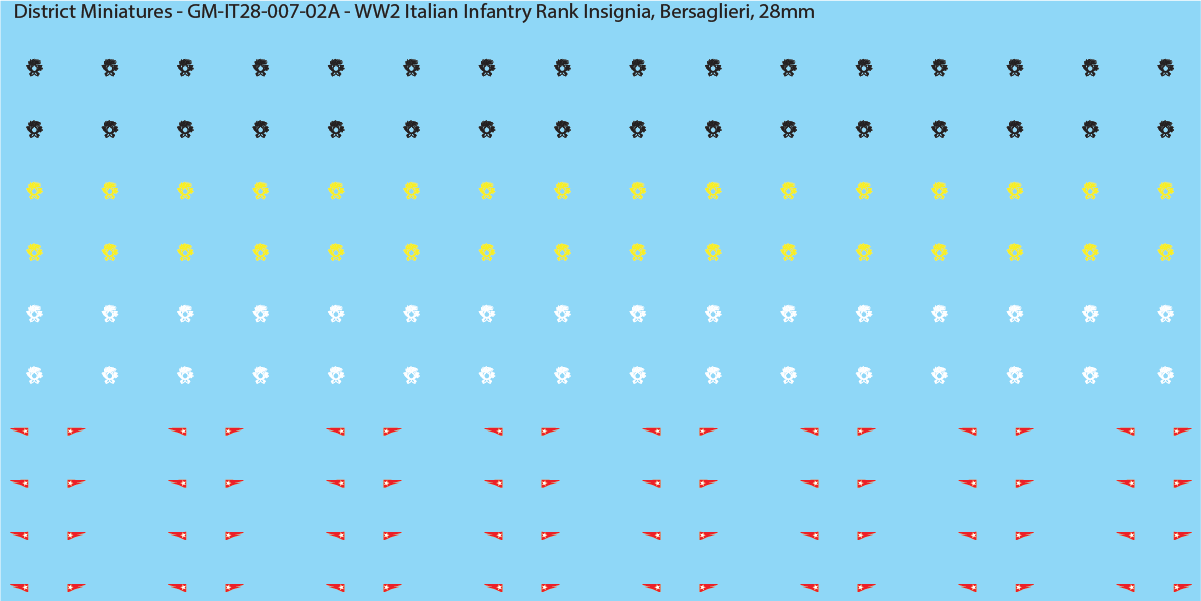 WW2 Italian Decals, Infantry Rank Insignia (Multiple Options), 28mm Decals