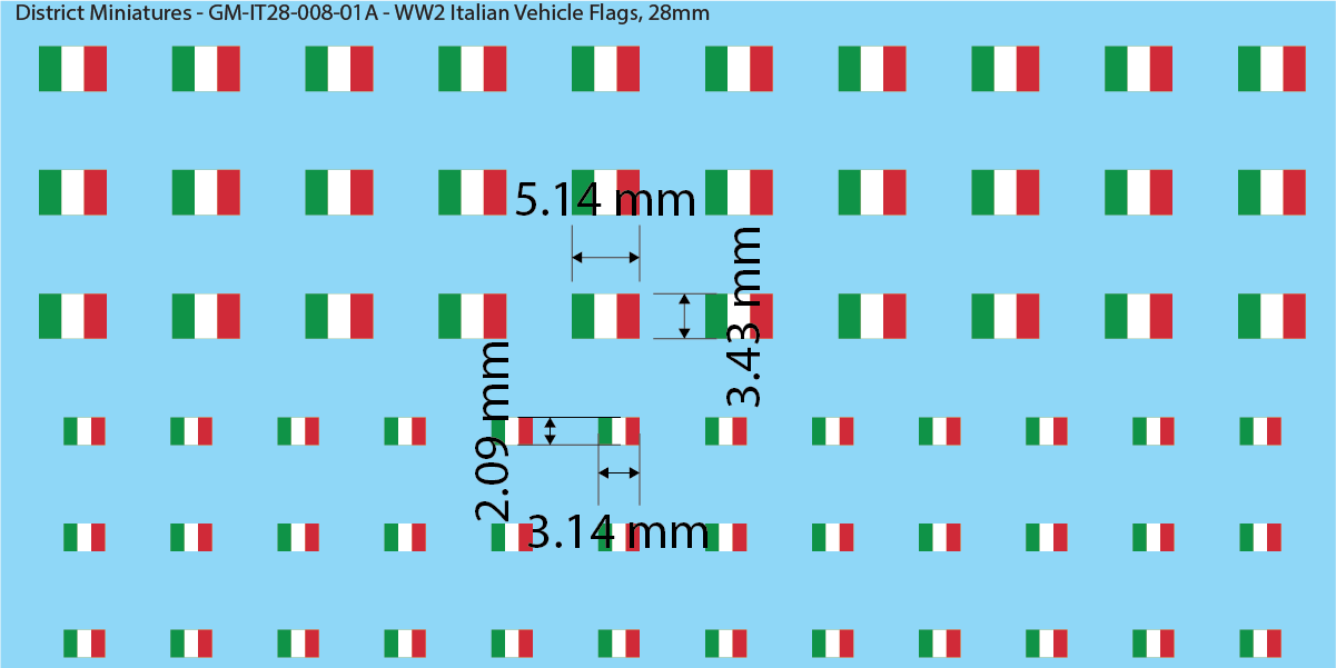 WW2 Italian Decals, Italian Vehicle Flags, 28mm Decals