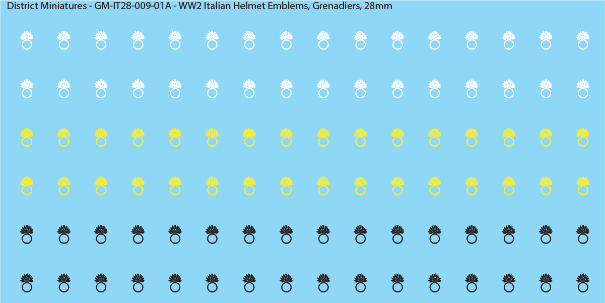 WW2 Italian Decals, Infantry Helmet Emblems (Multiple Options), 28mm Decals