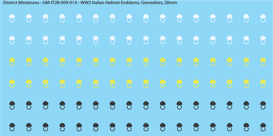 WW2 Italian Decals, Infantry Helmet Emblems (Multiple Options), 28mm Decals