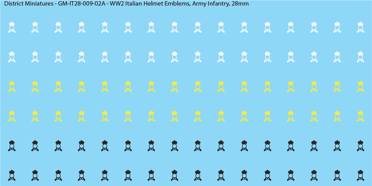 WW2 Italian Decals, Infantry Helmet Emblems (Multiple Options), 28mm Decals
