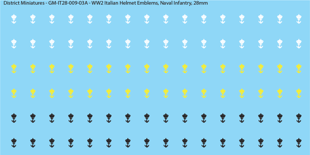 WW2 Italian Decals, Infantry Helmet Emblems (Multiple Options), 28mm Decals