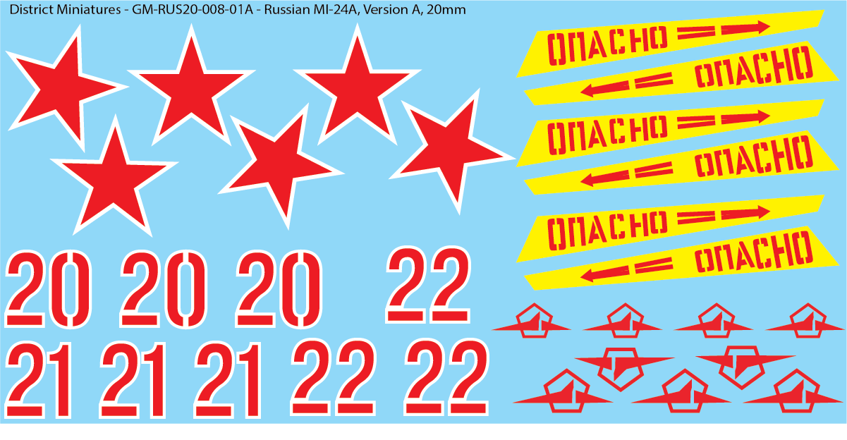 Russian MI-24A Decals, 20mm