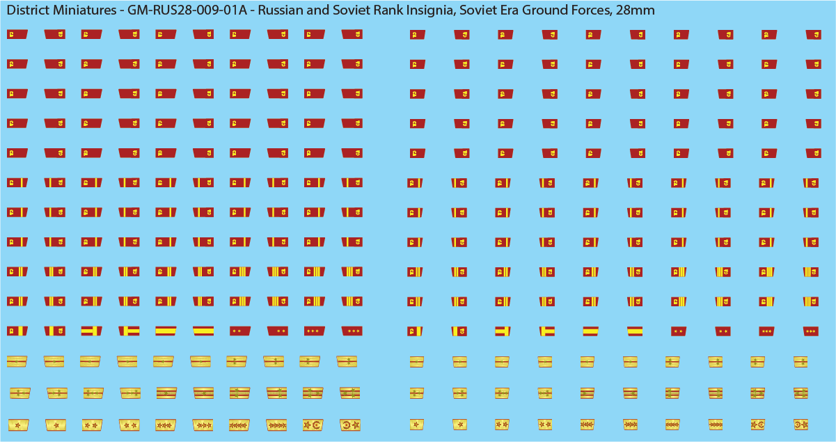 Russian and Soviet Rank Insignia (Multiple Options), 28mm