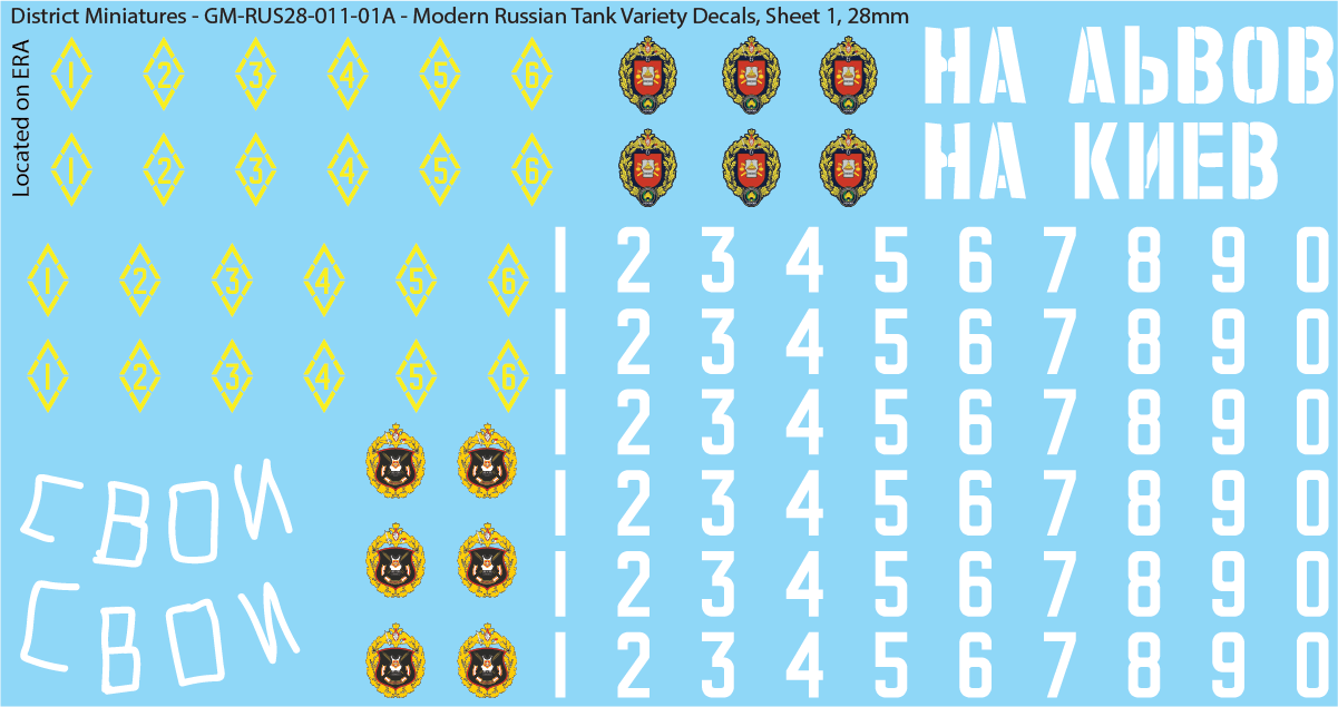 Modern Russian Tank Variety Decals (Multiple Options), 28mm