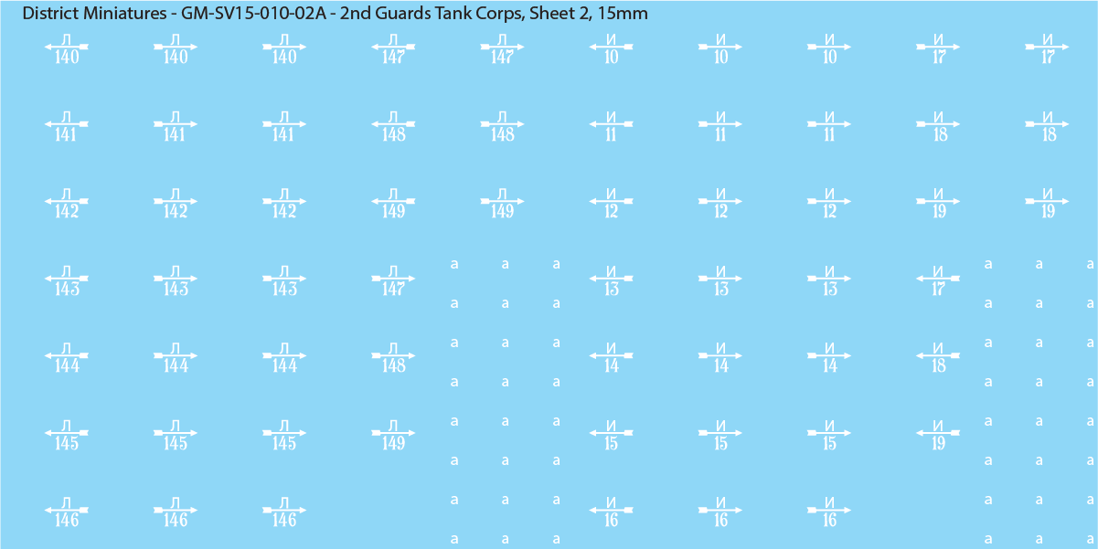2nd Guards Tank Corps (Multiple Options), 15mm Decals