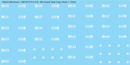 8th Guards Tank Corps (Multiple Options), 15mm Decals