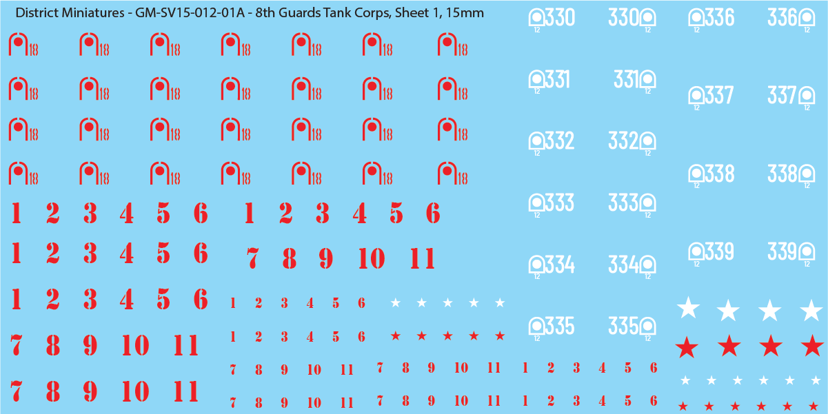 8th Guards Tank Corps (Multiple Options), 15mm Decals