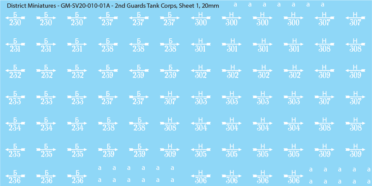 2nd Guards Tank Corps (Multiple Options), 20mm Decals