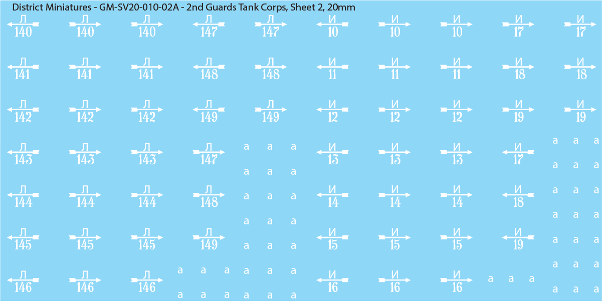 2nd Guards Tank Corps (Multiple Options), 20mm Decals