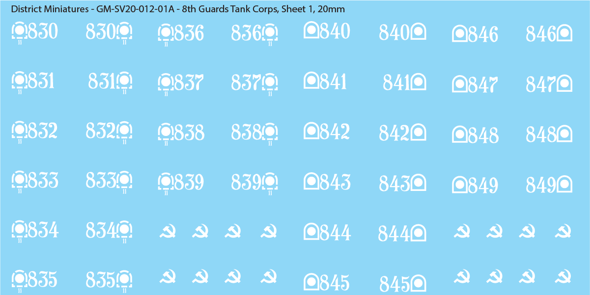 8th Guards Tank Corps (Multiple Options), 20mm Decals