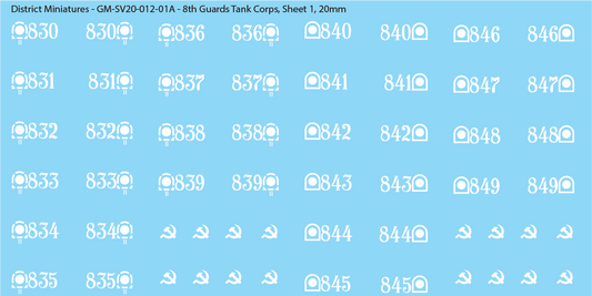 8th Guards Tank Corps (Multiple Options), 20mm Decals