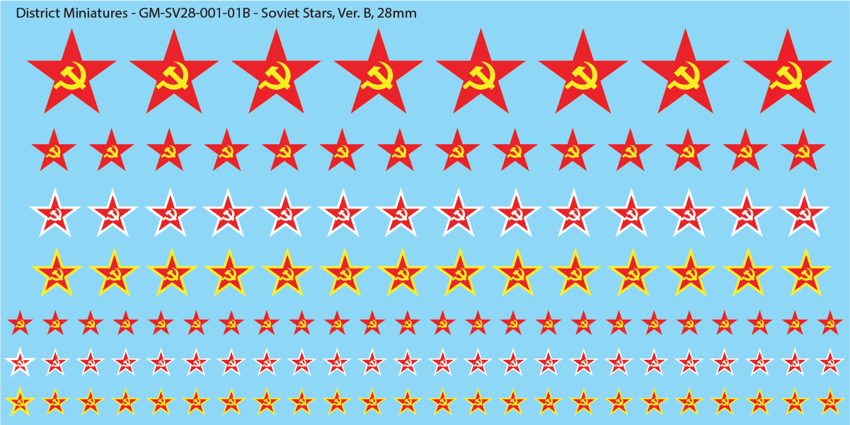 WWII Soviet Stars, 28mm Decals