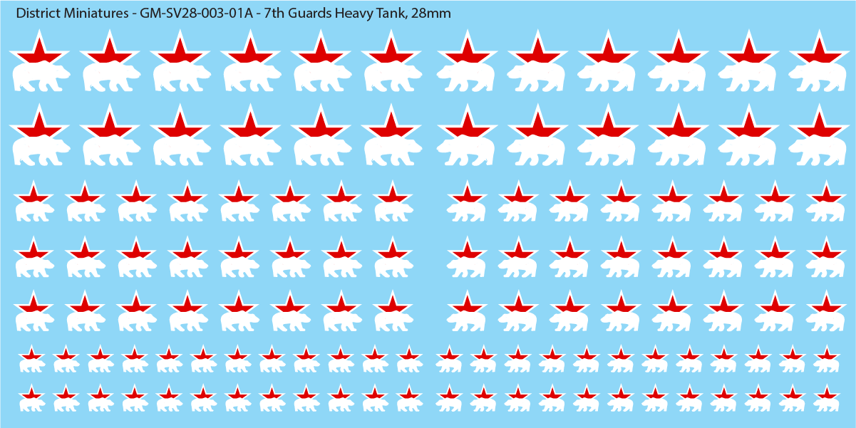 Soviet 7th Guards Heavy Tank Vehicle Insignia, 28mm Decals