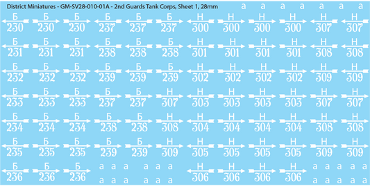 2nd Guards Tank Corps (Multiple Options), 28mm Decals