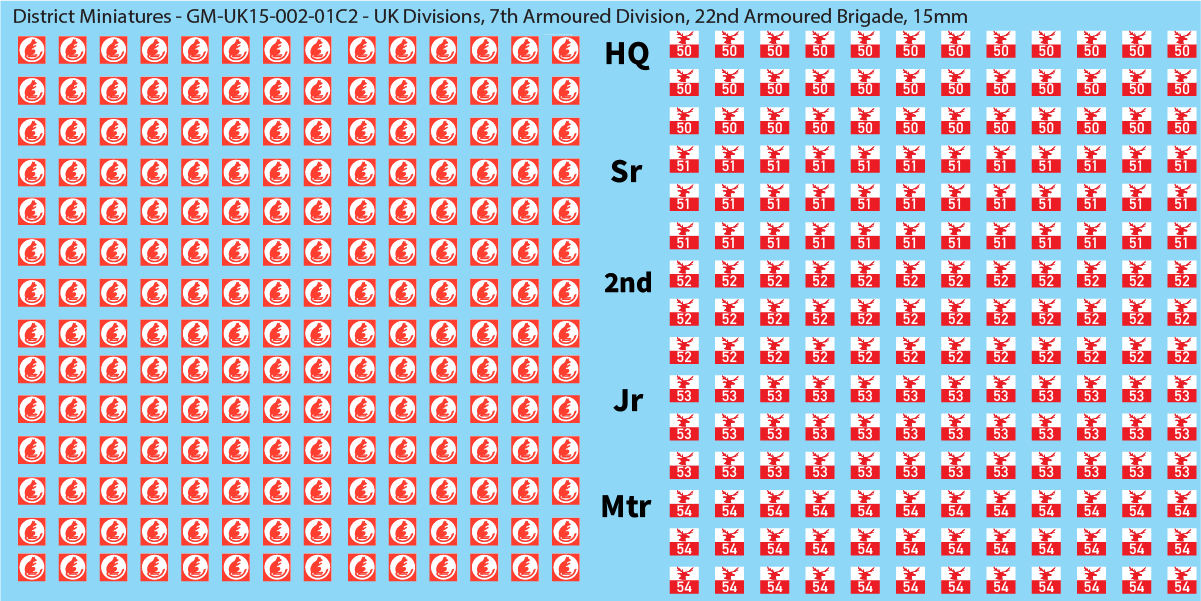 WW2 British - UK Infantry Divisions (Vehicles), 15mm Decals