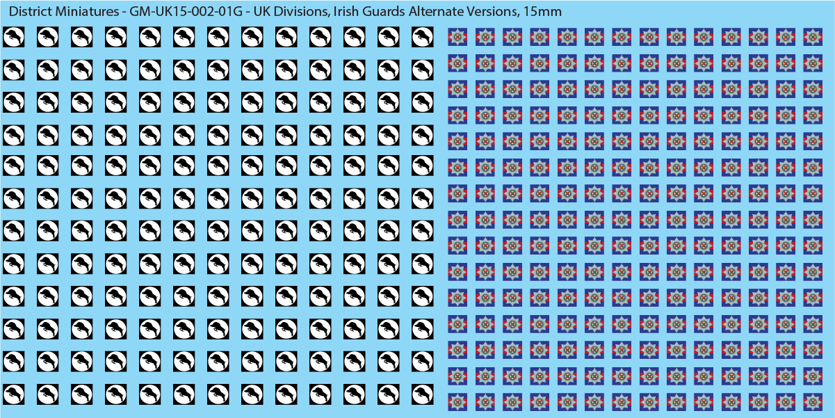 WW2 British - UK Armored Divisions, 15mm Decals