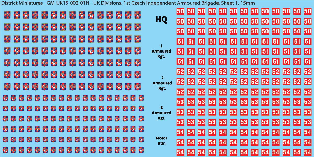 WW2 British - UK Infantry Divisions (Vehicles), 15mm Decals
