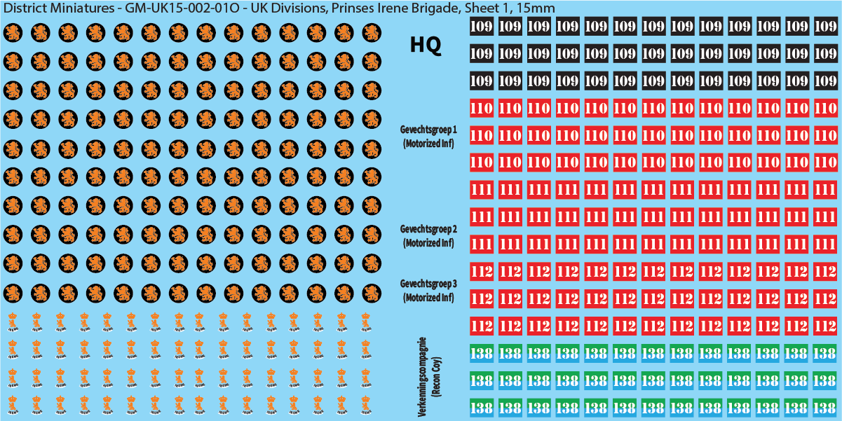 WW2 British - UK Infantry Divisions (Vehicles), 15mm Decals