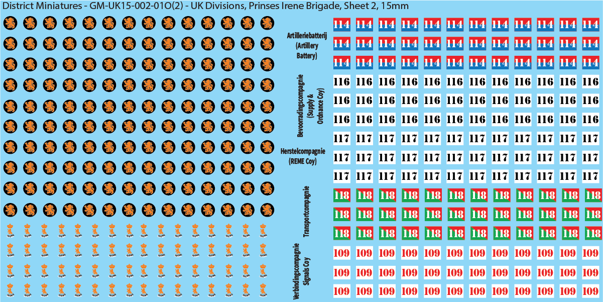 WW2 British - UK Infantry Divisions (Vehicles), 15mm Decals