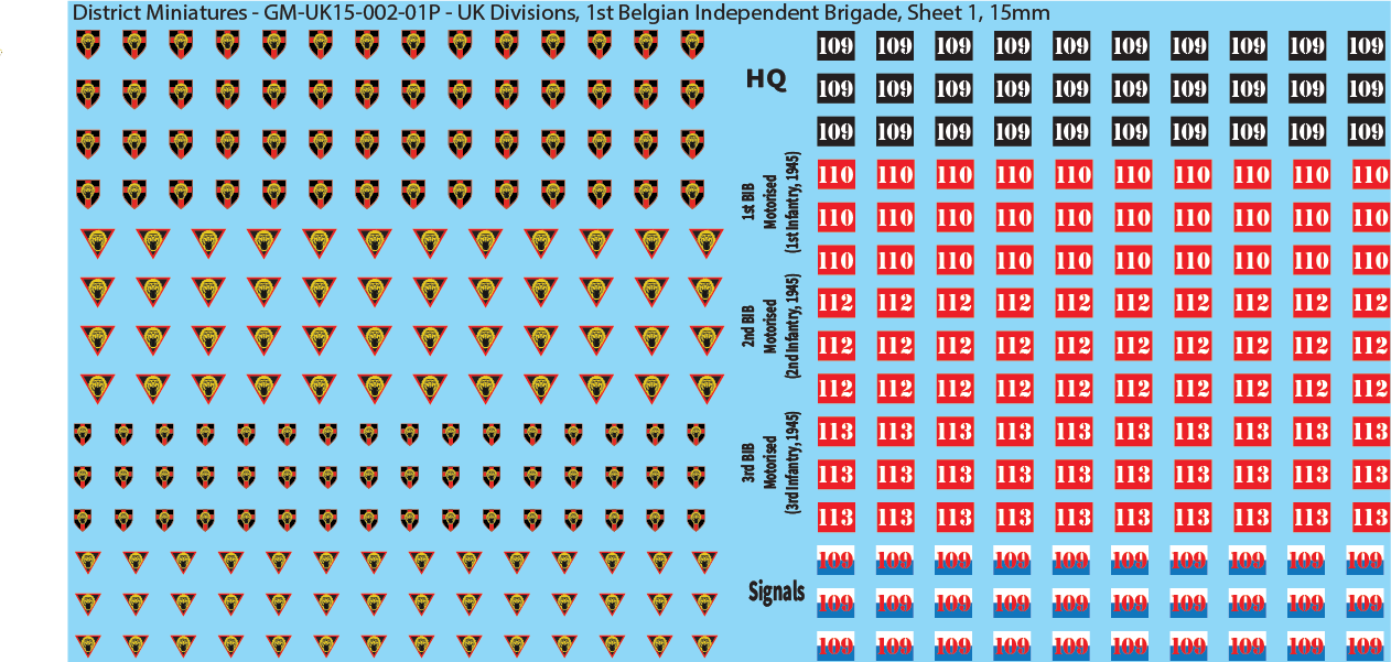 WW2 British - UK Infantry Divisions (Vehicles), 15mm Decals