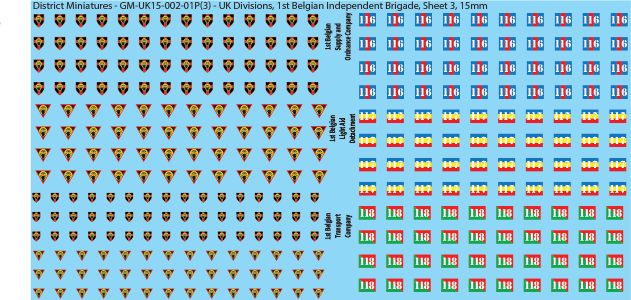 WW2 British - UK Infantry Divisions (Vehicles), 15mm Decals