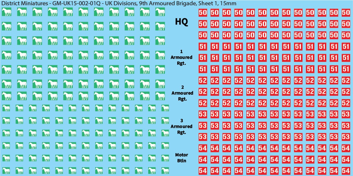 WW2 British - UK Infantry Divisions (Vehicles), 15mm Decals