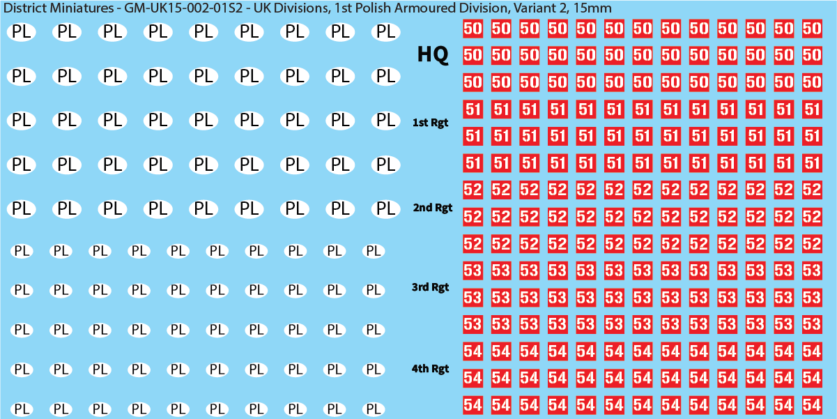 WW2 British - UK Infantry Divisions (Vehicles), 15mm Decals