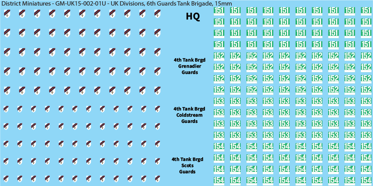 WW2 British - UK Infantry Divisions (Vehicles), 15mm Decals