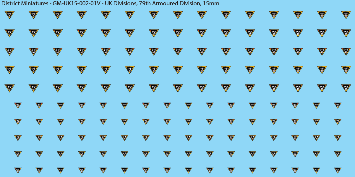 WW2 British - UK Armored Divisions, 15mm Decals