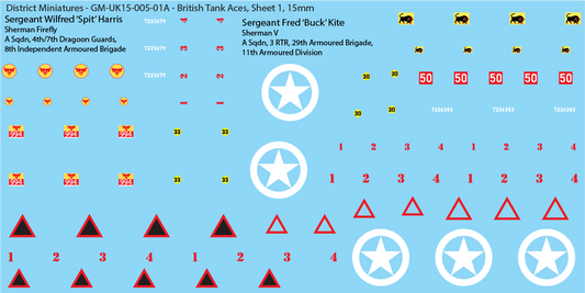 WW2 British - British Tank Aces, 15mm Decals