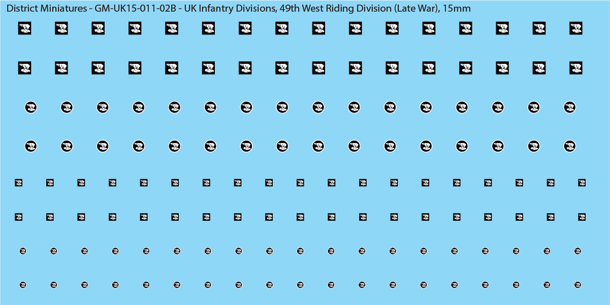 WW2 British - UK Infantry Divisions (Vehicles), 15mm Decals