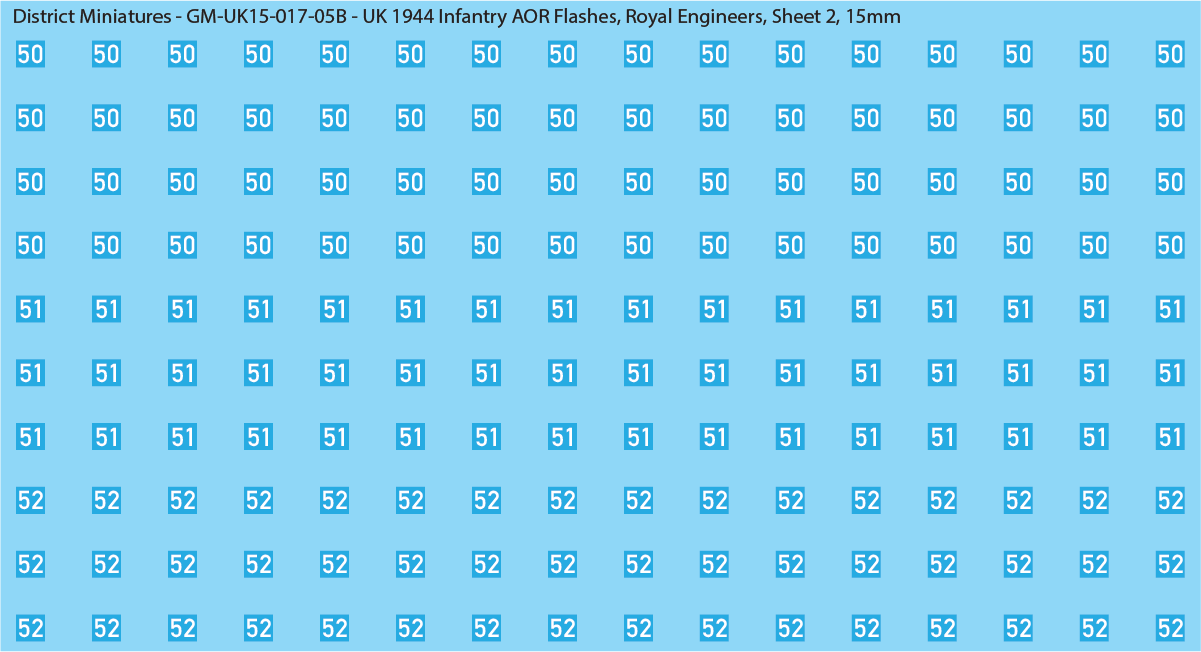 WW2 British - UK 1944 Infantry AOR Flashes, 15mm Decals