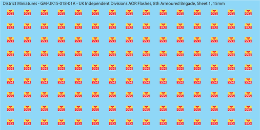 WW2 British - UK Independent Divisions AOR Flashes, 15mm Decals