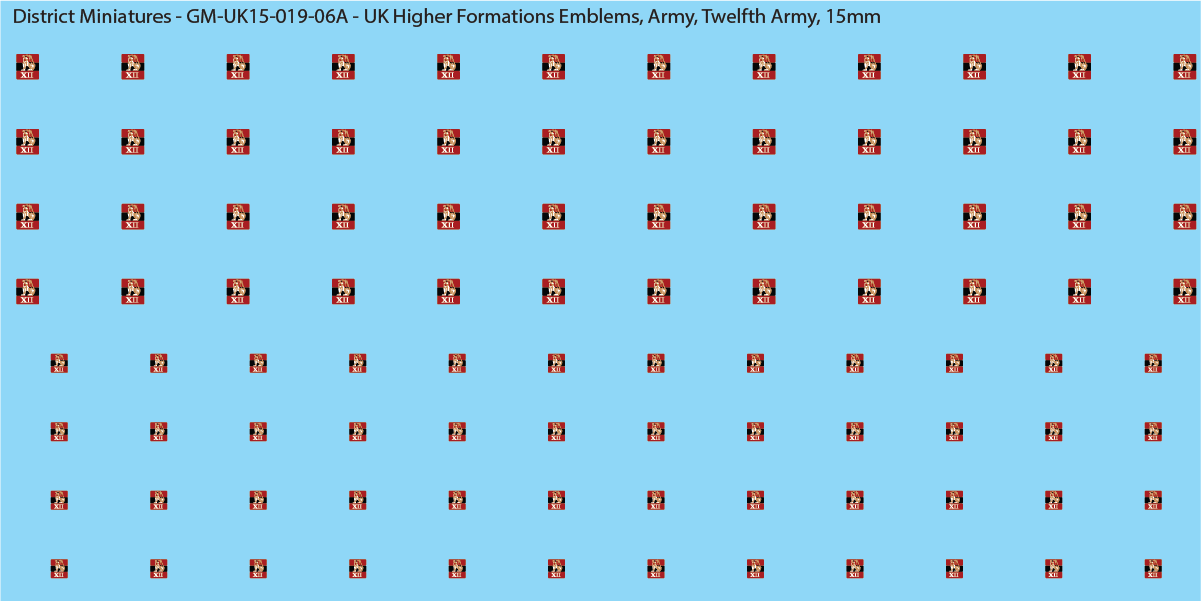 WW2 British - UK Higher Formations Emblems, 15mm Decals