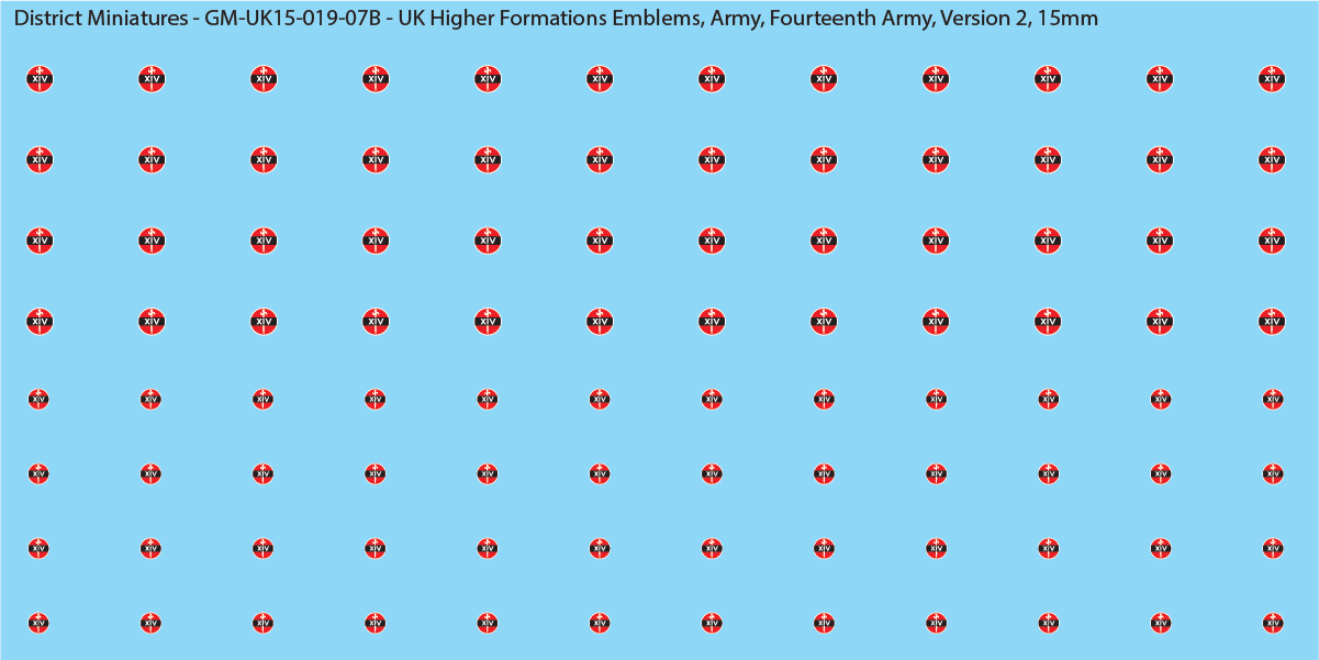 WW2 British - UK Higher Formations Emblems, 15mm Decals