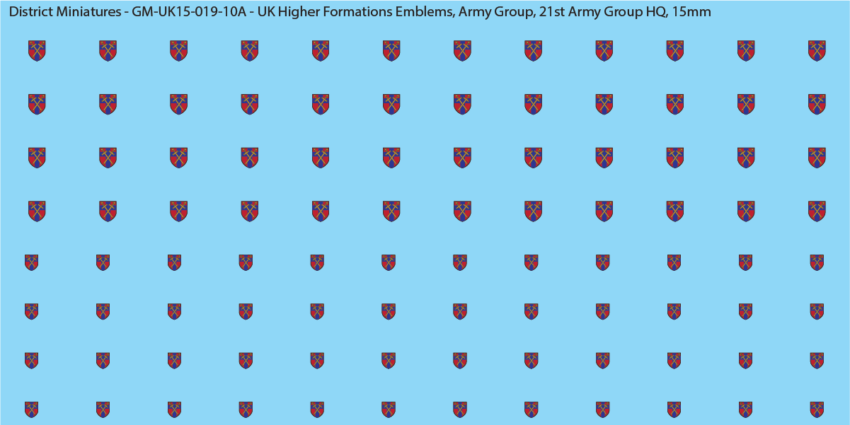 WW2 British - UK Higher Formations Emblems, 15mm Decals