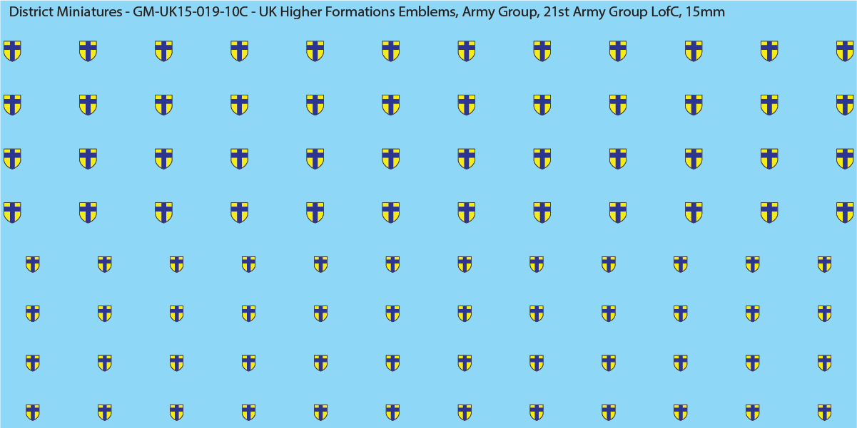 WW2 British - UK Higher Formations Emblems, 15mm Decals
