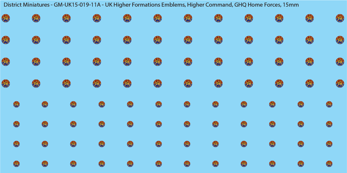 WW2 British - UK Higher Formations Emblems, 15mm Decals