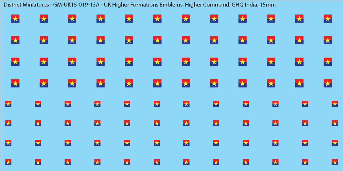 WW2 British - UK Higher Formations Emblems, 15mm Decals