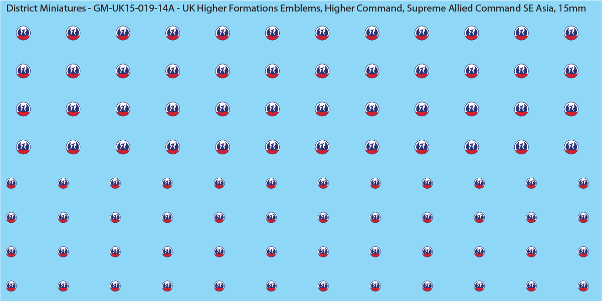 WW2 British - UK Higher Formations Emblems, 15mm Decals