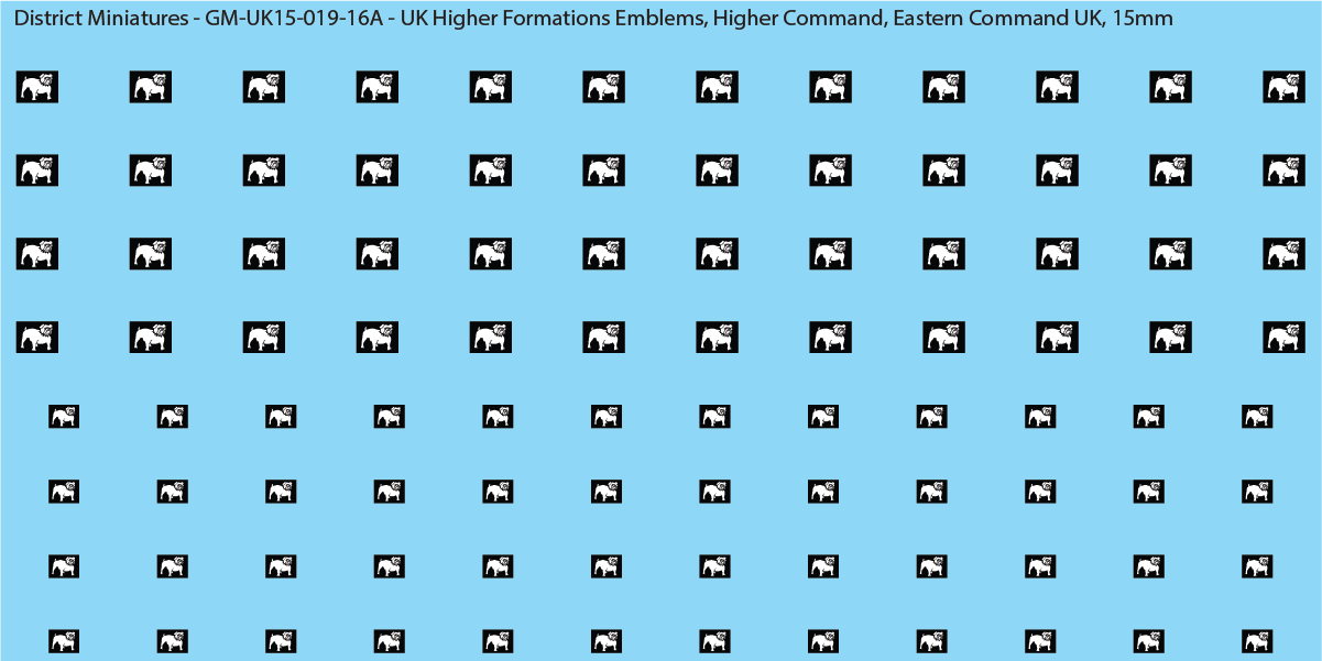 WW2 British - UK Higher Formations Emblems, 15mm Decals
