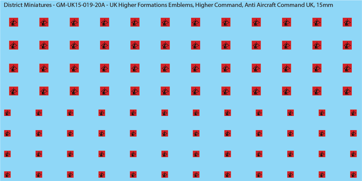 WW2 British - UK Higher Formations Emblems, 15mm Decals