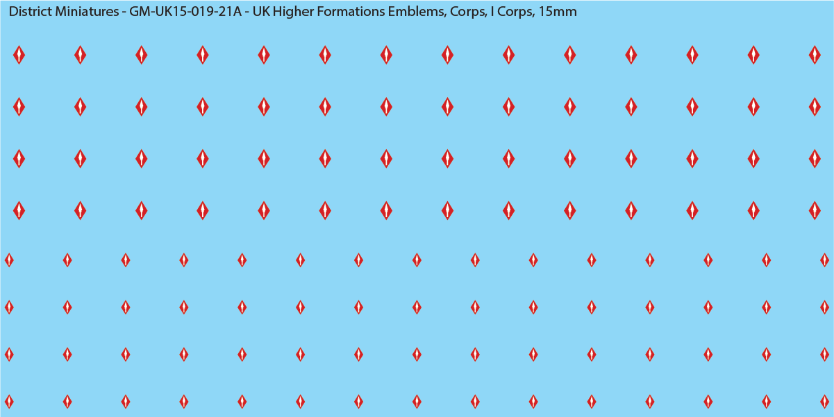WW2 British - UK Higher Formations Emblems, 15mm Decals