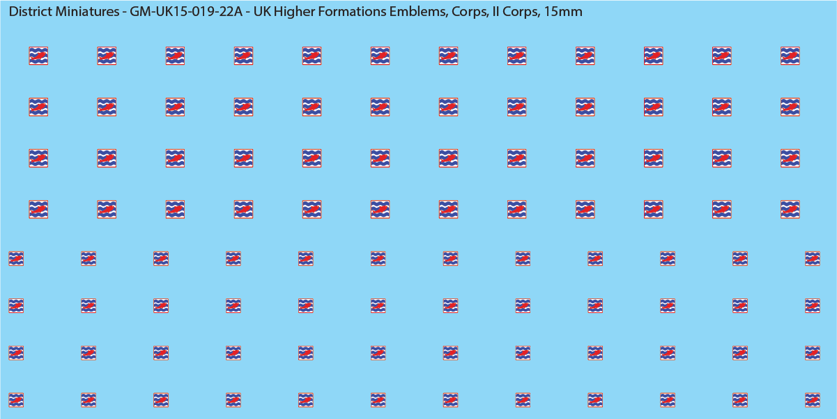WW2 British - UK Higher Formations Emblems, 15mm Decals