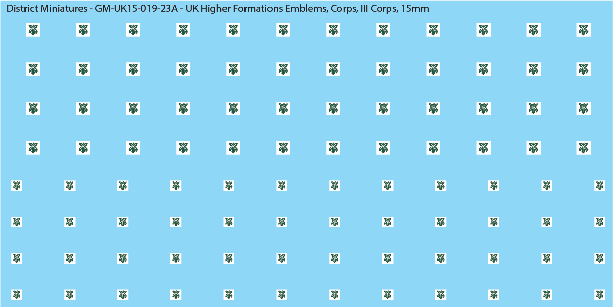 WW2 British - UK Higher Formations Emblems, 15mm Decals