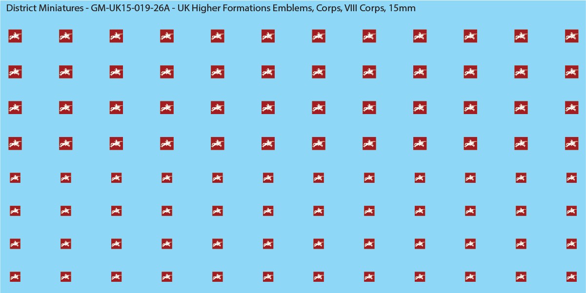 WW2 British - UK Higher Formations Emblems, 15mm Decals